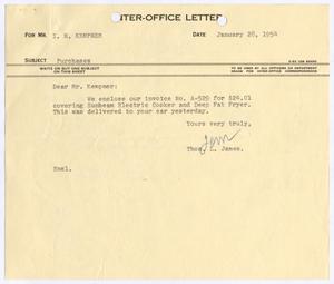 [Letter from Thomas Leroy James to Isaac Herbert Kempner, January 28, 1954]