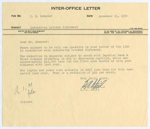 [Letter from G. A. Stirl to I. H. Kempner, November 15, 1954]