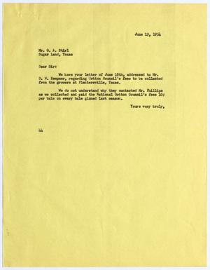 [Letter from A. H. Blackshear, Jr. to G. A. Stirl, June 19, 1954]
