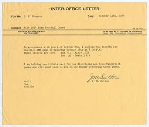 [Letter from J. M. Sutton to I. H. Kempner, October 11, 1954]