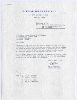 [Letter from C. H. Jenkins to Kelley, Looney, McLean & Littleton, May 20, 1954]