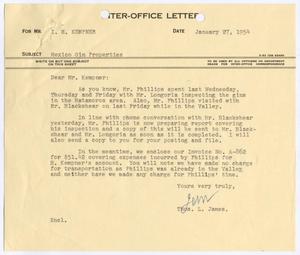 [Letter from Thomas Leroy James to Isaac Herbert Kempner, January 27, 1954]