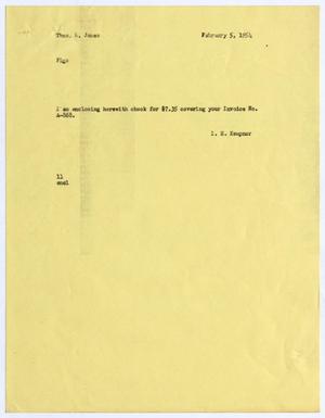 [Letter from I. H. Kempner to Thomas Leroy James, February 5, 1954]