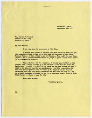 [Letter from Isaac Herbert Kempner to Walter F. Woodul, September 24, 1953]