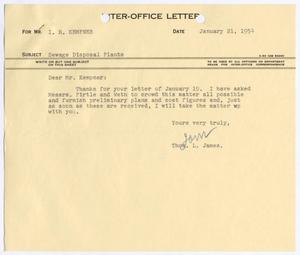 [Letter from Thomas Leroy James to Isaac Herbert Kempner, January 21, 1954]