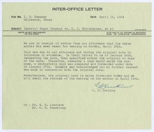 [Letter from C. H. Jenkins to I. H. Kempner, April 14, 1954]
