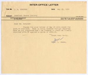 [Letter from Thomas Leroy James to Isaac Herbert Kempner, May 25, 1954]