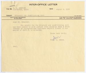 [Letter from Thomas Leroy James to Isaac Herbert Kempner, August 2, 1954]