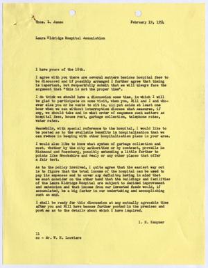 [Letter from I. H. Kempner to Thomas L. James, February 19, 1954]