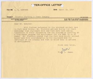 [Letter from Thomas L. James to I. H. Kempner, March 12, 1954]