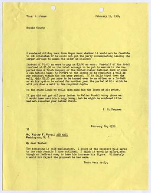 [Letter from I. H. Kempner to Thomas L. James, February 15, 1954]