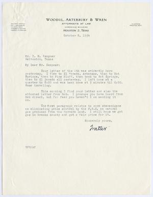 [Letter from Walter F. Woodul to Isaac Herbert Kempner, October 8, 1954]