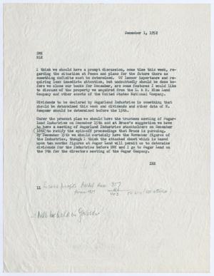[Letter from Isaac Herbert Kempner to D. W. Kempner & R. L. Kempner, December 1, 1952]