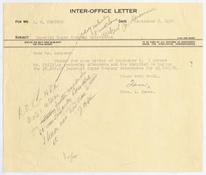 [Letter from Thomas Leroy James to Isaac Herbert Kempner, September 8, 1954]