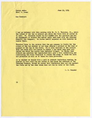 [Letter from Isaac Herbert Kempner to Thomas Leroy James, George Andre, June 12, 1954]