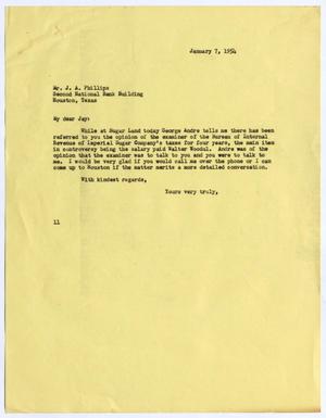 [Letter from Isaac Herbert Kempner to Jay A. Phillips, January 7, 1954]