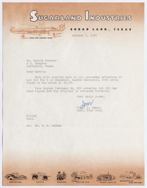 [Letter from Thomas L. James to Harris Kempner, October 8, 1954]