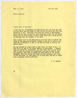 [Letter from I. H. Kempner to Thomas L. James, July 22, 1954]