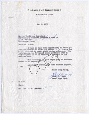 [Letter from Thomas L. James to A. J. Biron, May 5, 1954]