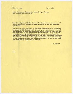 [Letter from I. H. Kempner to Thomas L. James, May 1, 1954]