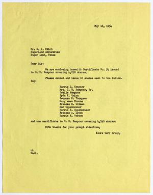 [Letter from A. H. Blackshear, Jr. to G. A. Stirl, May 18, 1954]
