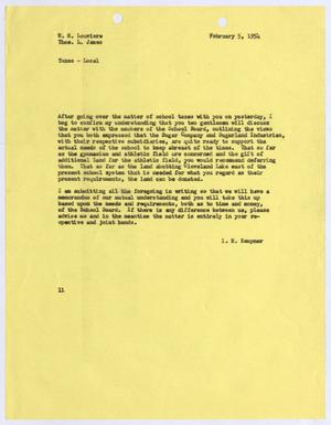 [Letter from I. H. Kempner to W. H. Louviere & Thomas L. James, February 5, 1954]