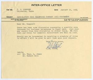 [Letter from Gus A. Stirl to I. H. Kempner, January 21, 1954]