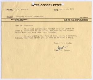 [Letter from Thomas L. James to I. H. Kempner, April 19, 1954]