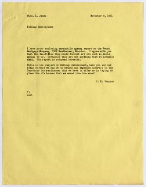 [Letter from I. H. Kempner to Thomas L. James, November 9, 1954]