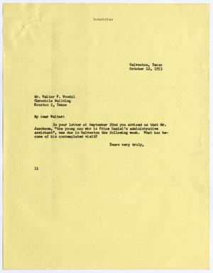 [Letter from Isaac Herbert Kempner to Walter F. Woodul, October 12, 1953]