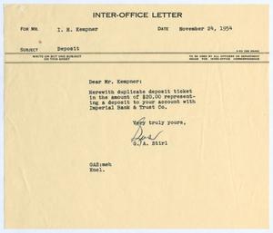 [Letter from G. A. Stirl to I. H. Kempner, November 24, 1954]