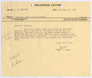 [Letter from Thomas Leroy James to Isaac Herbert Kempner, February 12, 1954]