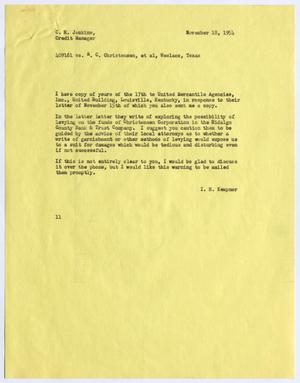 [Letter from I. H. Kempner to C. H. Jenkins, November 18, 1954]