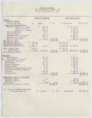 [Income & Expense Memorandum, November 30, 1953]