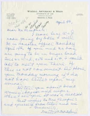 [Letter from Walter F. Woodul to I. H. Kempner, April 9, 1954]