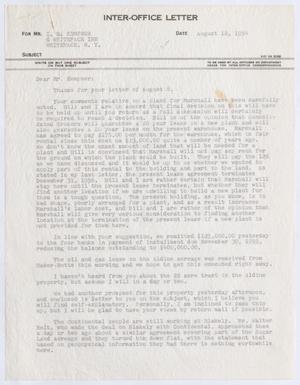 [Letter from Thomas Leroy James to Isaac Herbert Kempner, August 12, 1954]