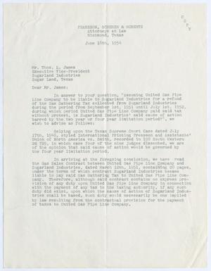 [Letter from Paul Scherer to Thomas L. James, June 18, 1954]