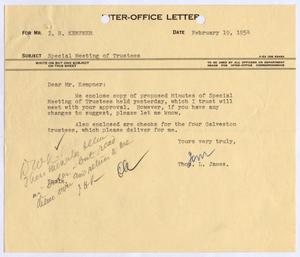 [Letter from Thomas L. James to I. H. Kempner, February 19, 1954]