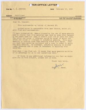 [Letter from Thomas L. James to I. H. Kempner, February 19, 1954]