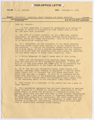 [Inter-Office Letter from Thomas L. James to I. H. Kempner, February 5, 1954]