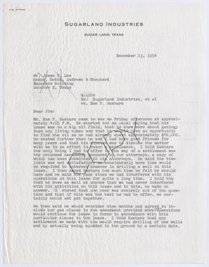 [Letter from Thomas L. James to James P. Lee, December 13, 1954]
