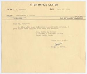 Primary view of object titled '[Letter from Thomas L. James to I. H. Kempner, July 15, 1954]'.
