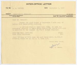 [Letter from Thomas Leroy James to Isaac Herbert Kempner, September 9, 1954]