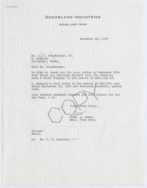 [Letter from Thomas L. James to A. H. Blackshear, Jr., December 29, 1954]