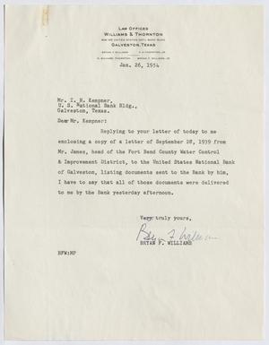 [Letter from Bryan F. Williams to Isaac Herbert Kempner, January 26, 1954]