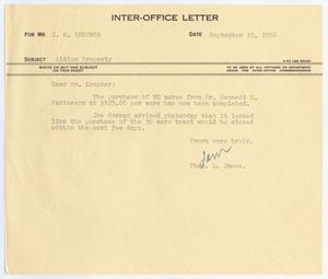[Letter from Thomas Leroy James to Isaac Herbert Kempner, September 15, 1954]