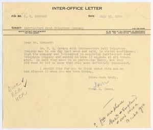 [Letter from Thomas Leroy James to Isaac Herbert Kempner, July 19, 1954]
