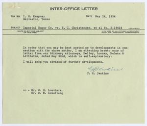[Letter from C. H. Jenkins to I. H. Kempner, May 24, 1954]