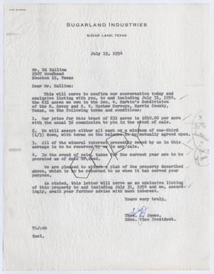 [Letter from Thomas L. James to Ed Kallina, July 15, 1954]