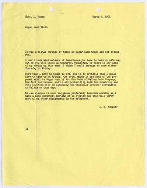 [Letter from I. H. Kempner to Thomas L. James, March 9, 1954]